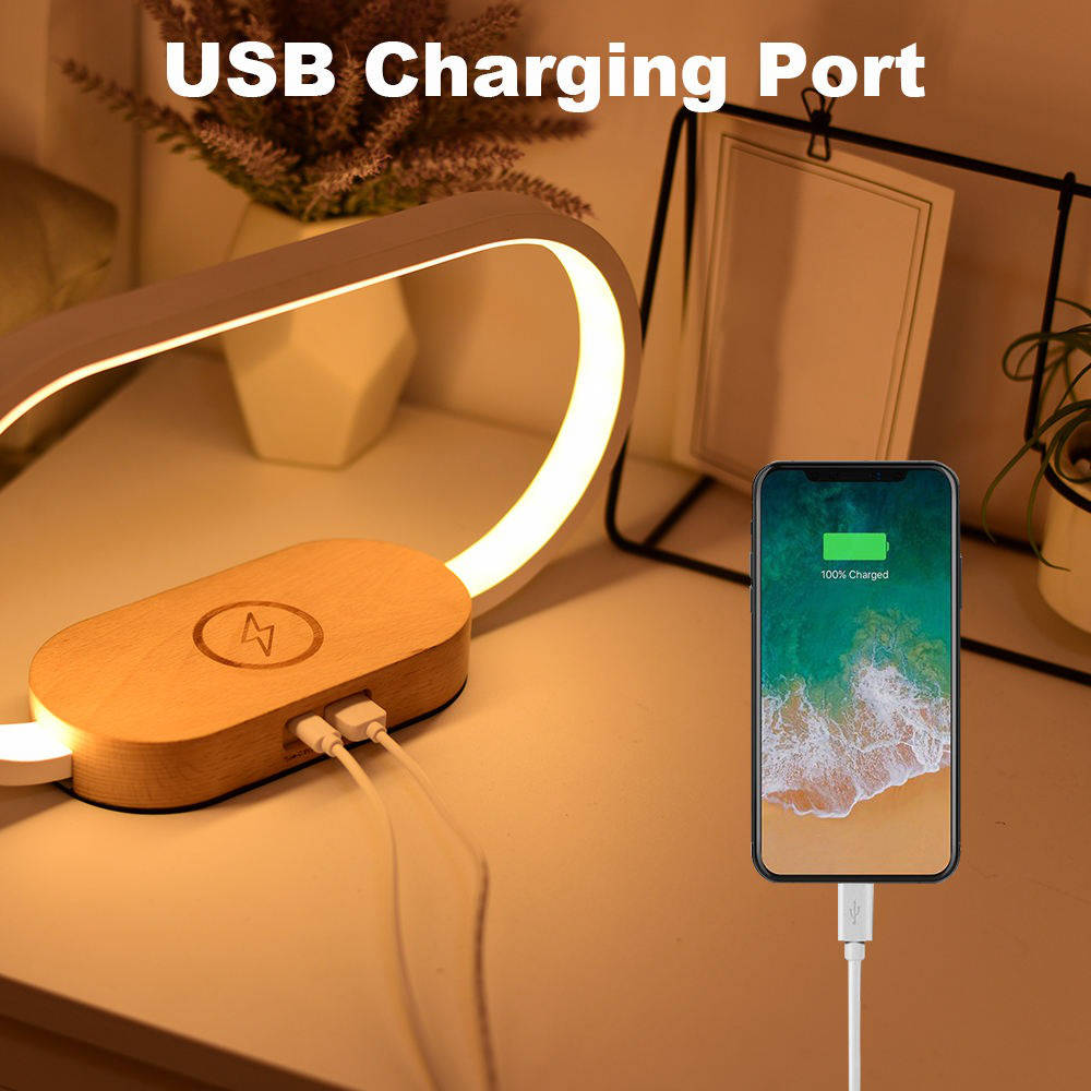 Wireless Charging Alarm Clock with Touch Control Night Light and USB Port