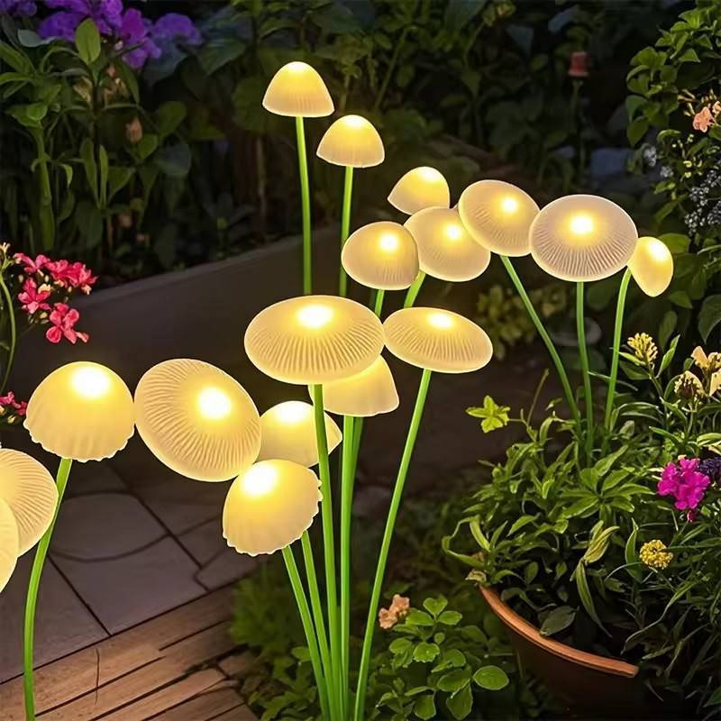Solar Mushroom Garden Lights with Dual Modes, Waterproof LED Decorative Pathway Lights