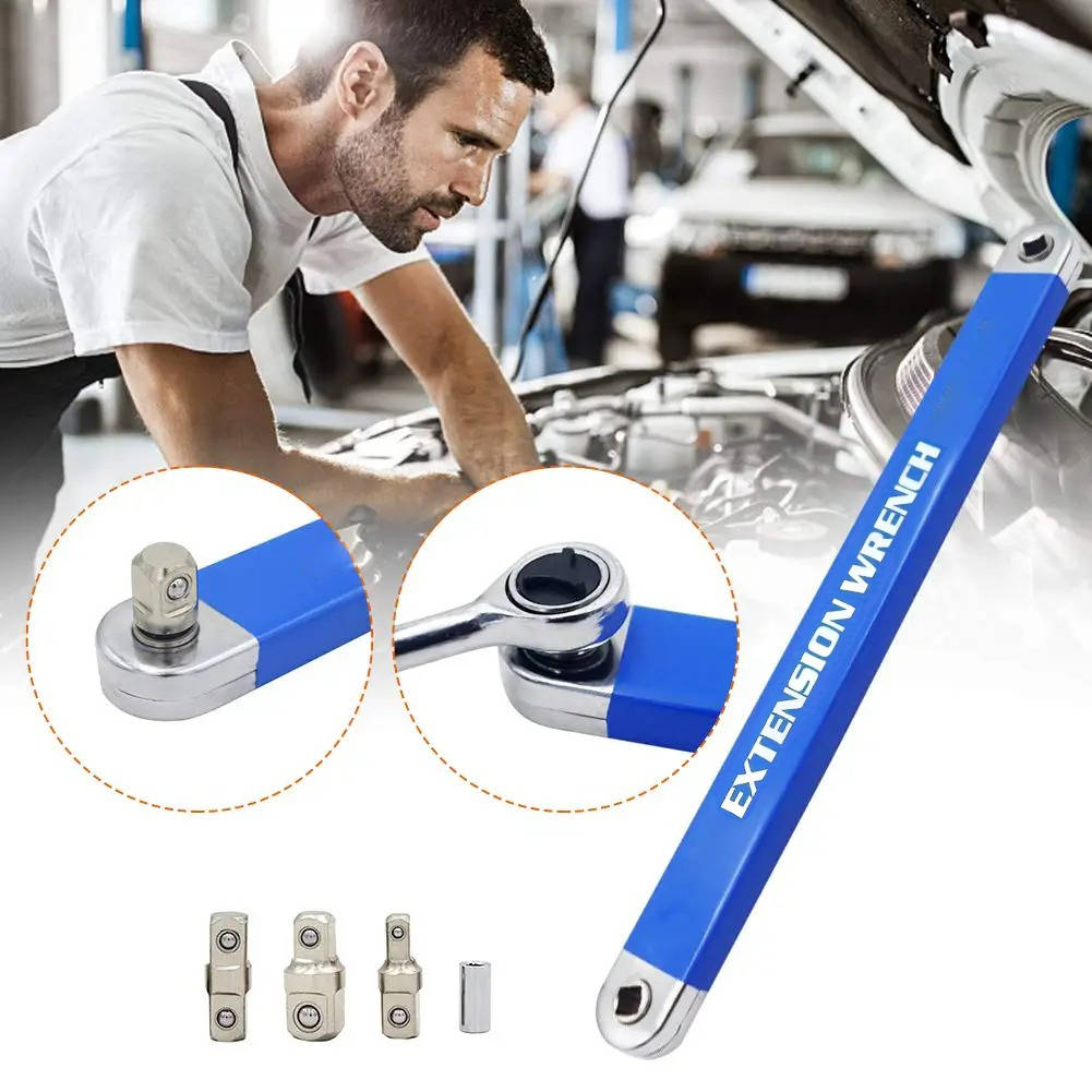 15.4 Inch Slim Extension Wrench with 3 Adapters