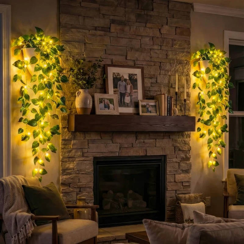 Artificial Ivy Garland with LED Lights - Flexible Faux Hanging Vines for Indoor and Outdoor Decor