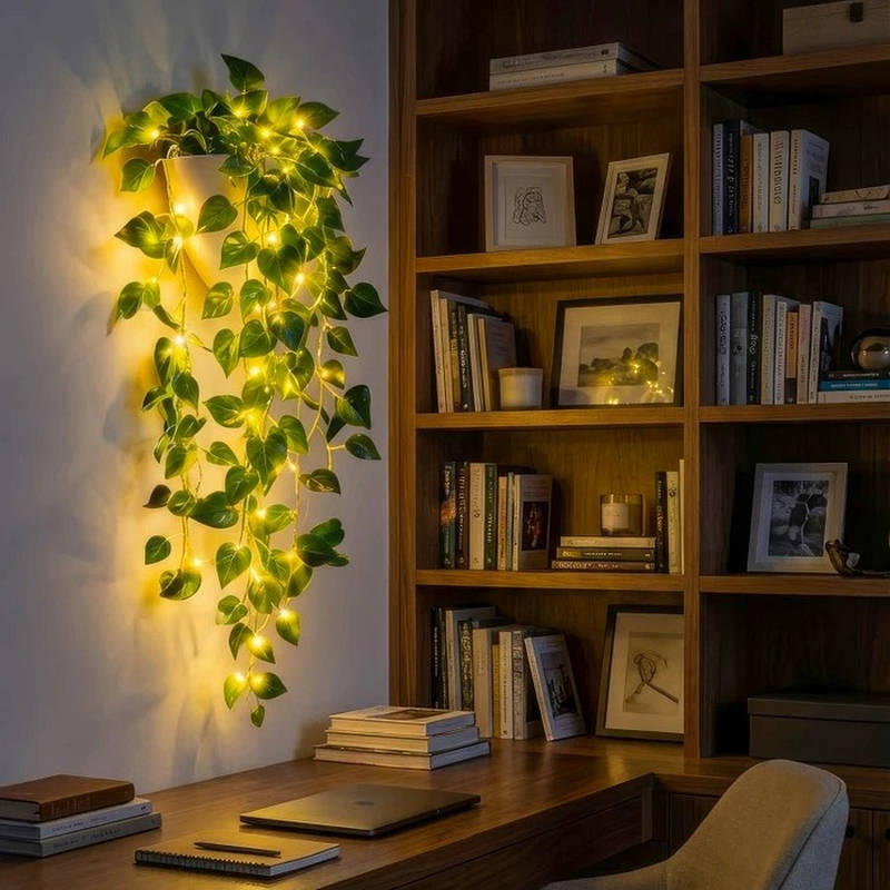 Artificial Ivy Garland with LED Lights - Flexible Faux Hanging Vines for Indoor and Outdoor Decor
