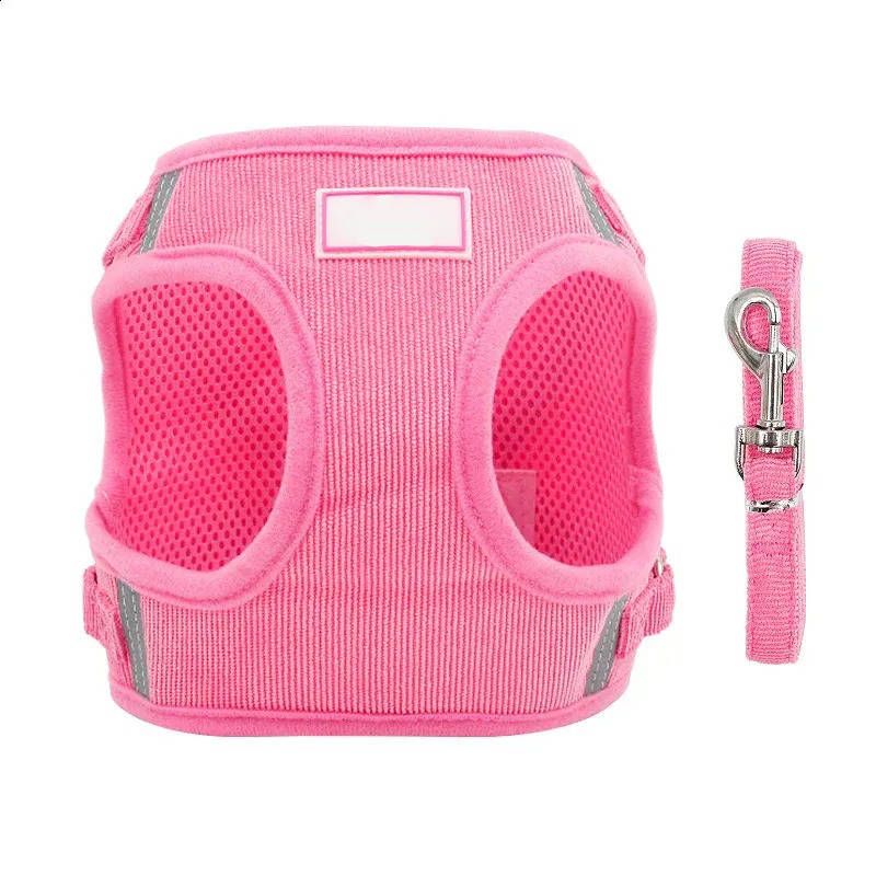 Reflective Corduroy Dog Harness and Leash Set for Small to Medium Pets