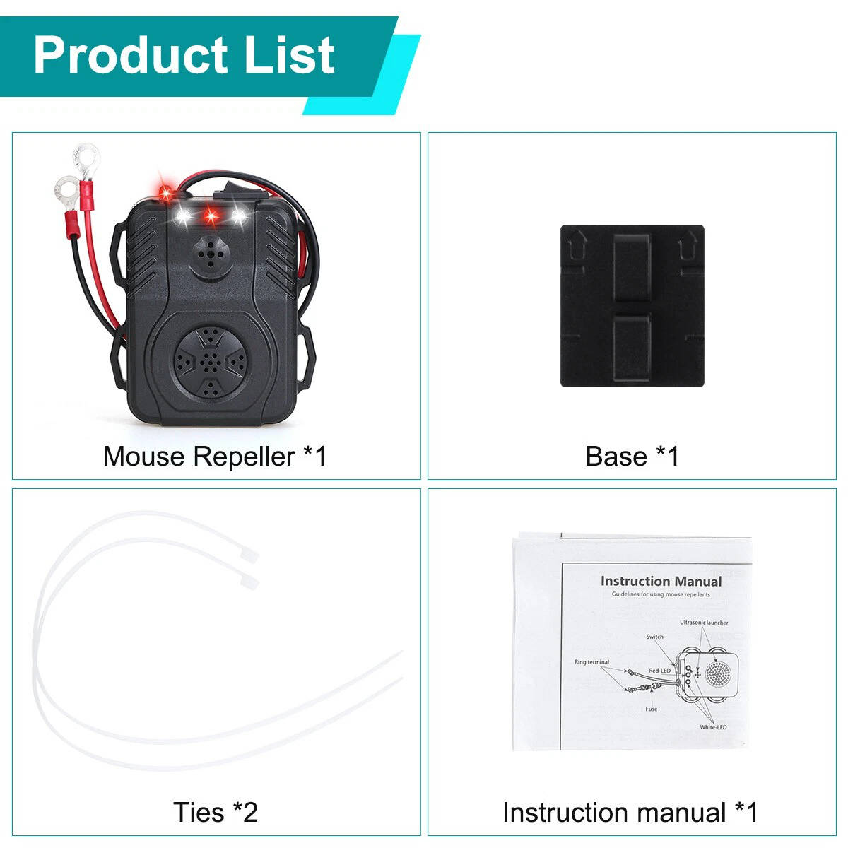 Ultrasonic Car Engine Rodent Repeller with Vibration Sensor and LED Lights