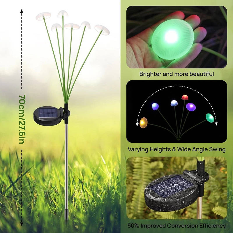 Solar Mushroom Garden Lights with Dual Modes, Waterproof LED Decorative Pathway Lights