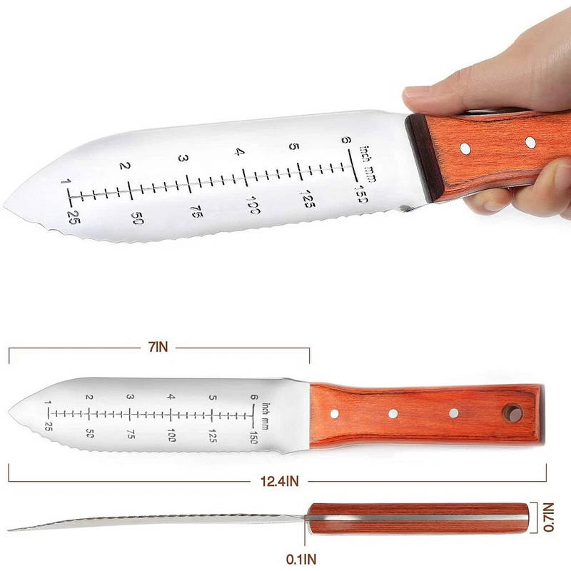 7-Inch Stainless Steel Garden Knife with Leather Sheath