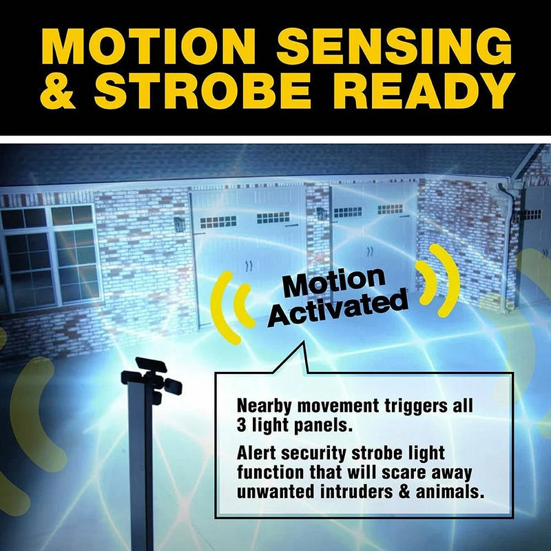 Solar Motion Sensor Floodlight with Remote Control, Waterproof Adjustable LED Security Light