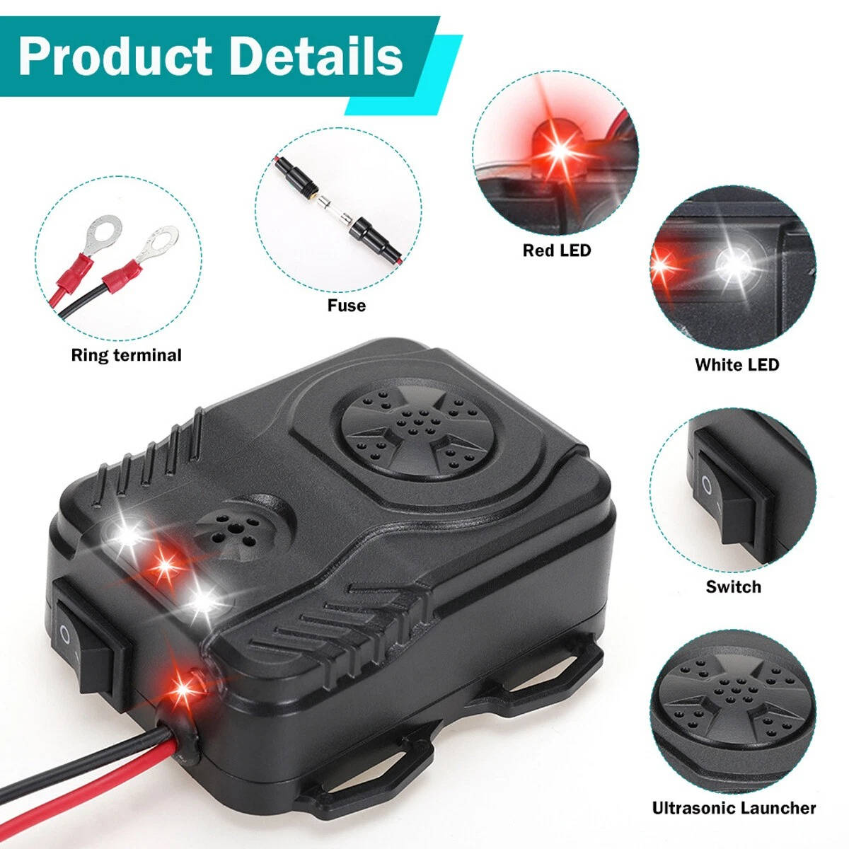 Ultrasonic Car Engine Rodent Repeller with Vibration Sensor and LED Lights