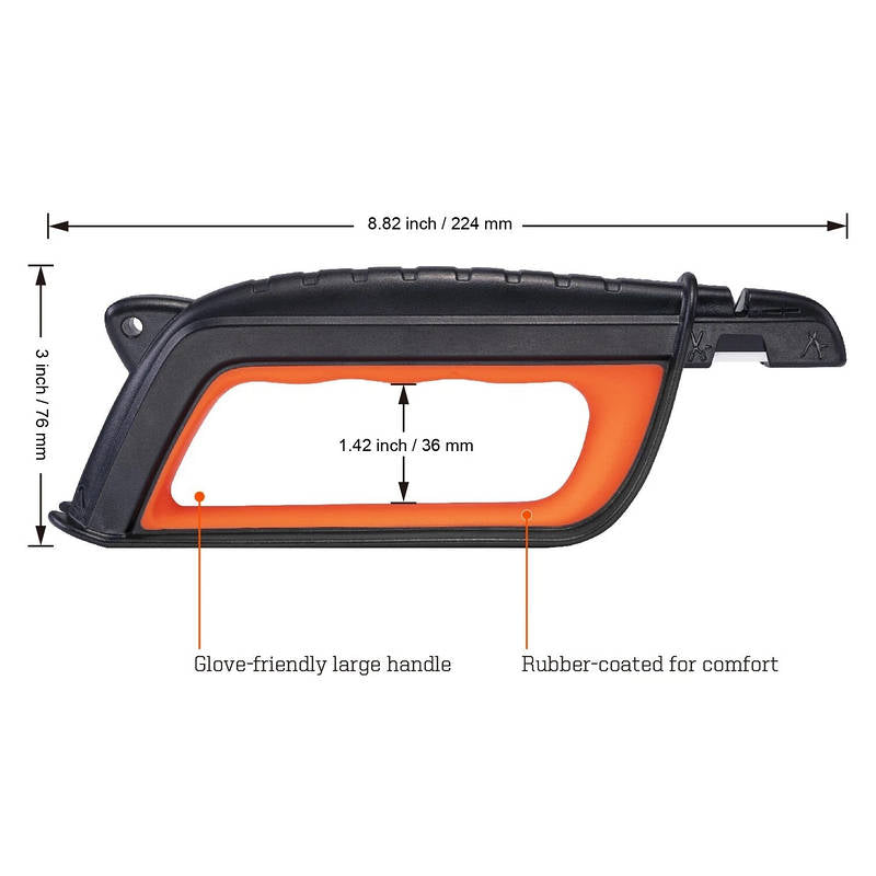 Multi Tool Sharpener for Garden Tools with Ergonomic Handle and Safety Guard