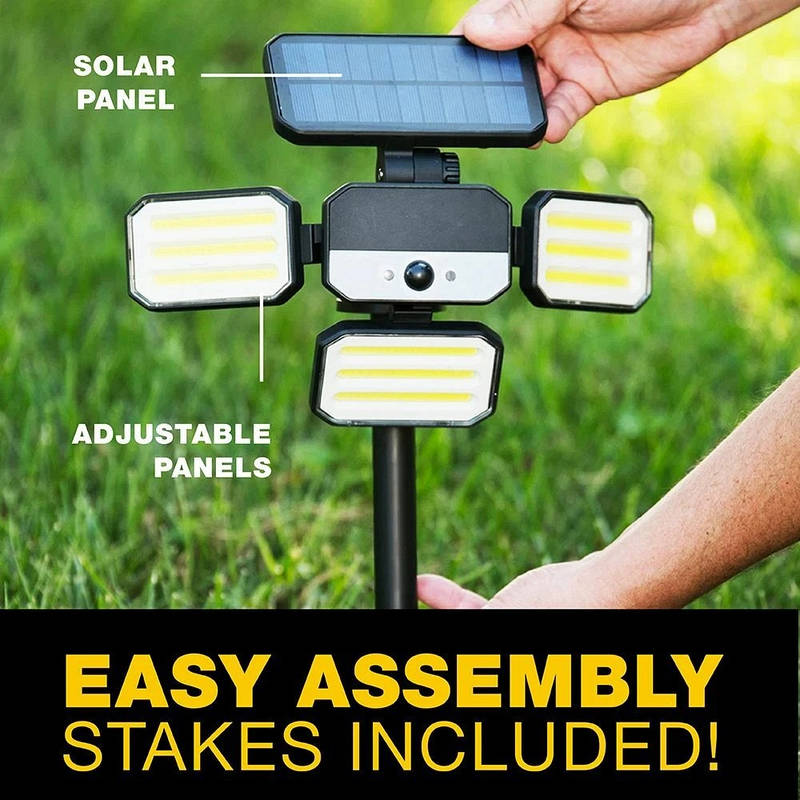 Solar Motion Sensor Floodlight with Remote Control, Waterproof Adjustable LED Security Light