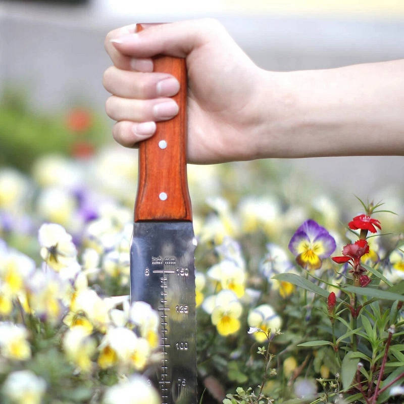 7-Inch Stainless Steel Garden Knife with Leather Sheath