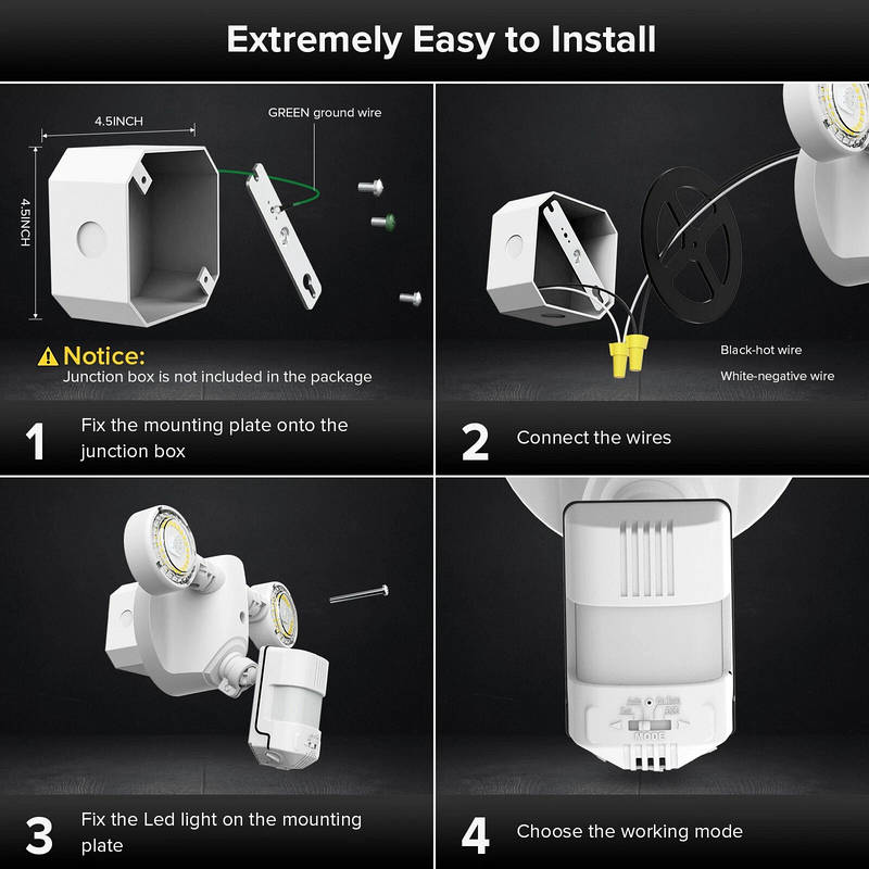 15W Motion Sensor LED Flood Light with 2000 Lumens and 320 Degree Beam Angle