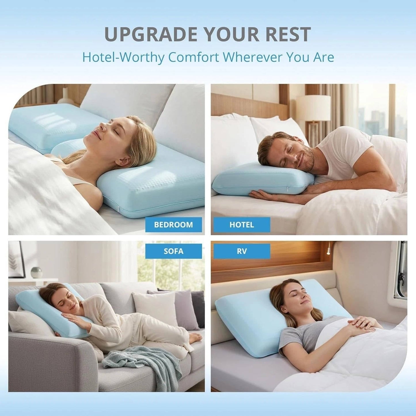 Medium Contour Gel Cooling Memory Foam Pillow for Back, Stomach, and Side Sleepers