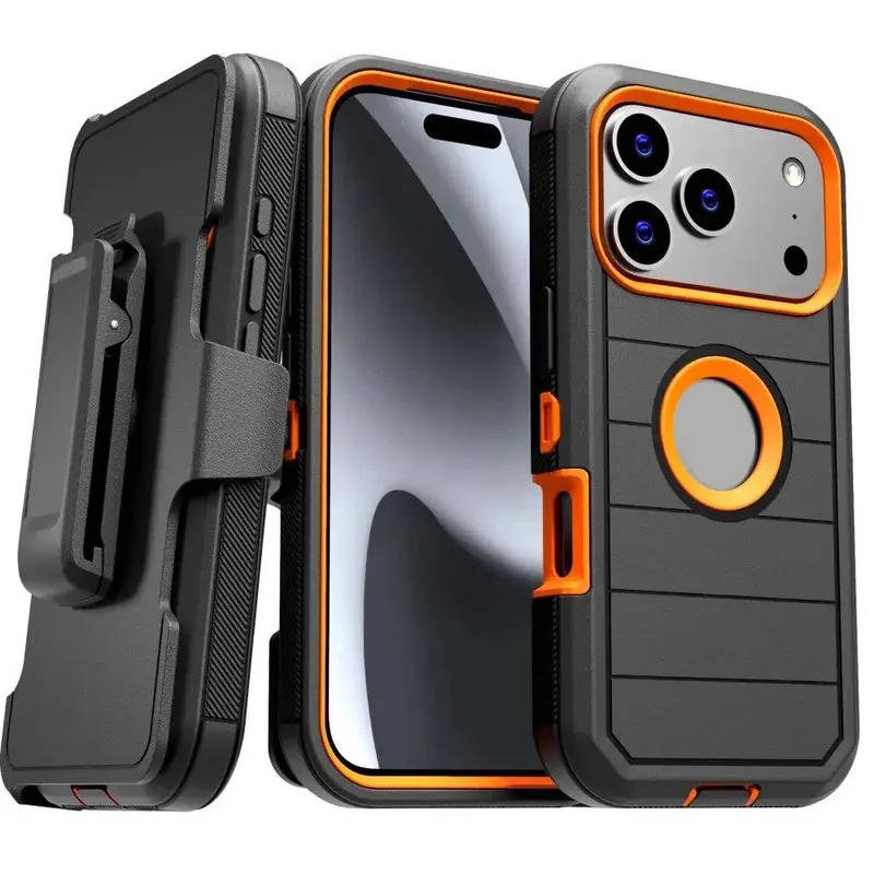Shockproof Heavy Duty iPhone 15 16 17 Pro Max Case with Kickstand and Holster