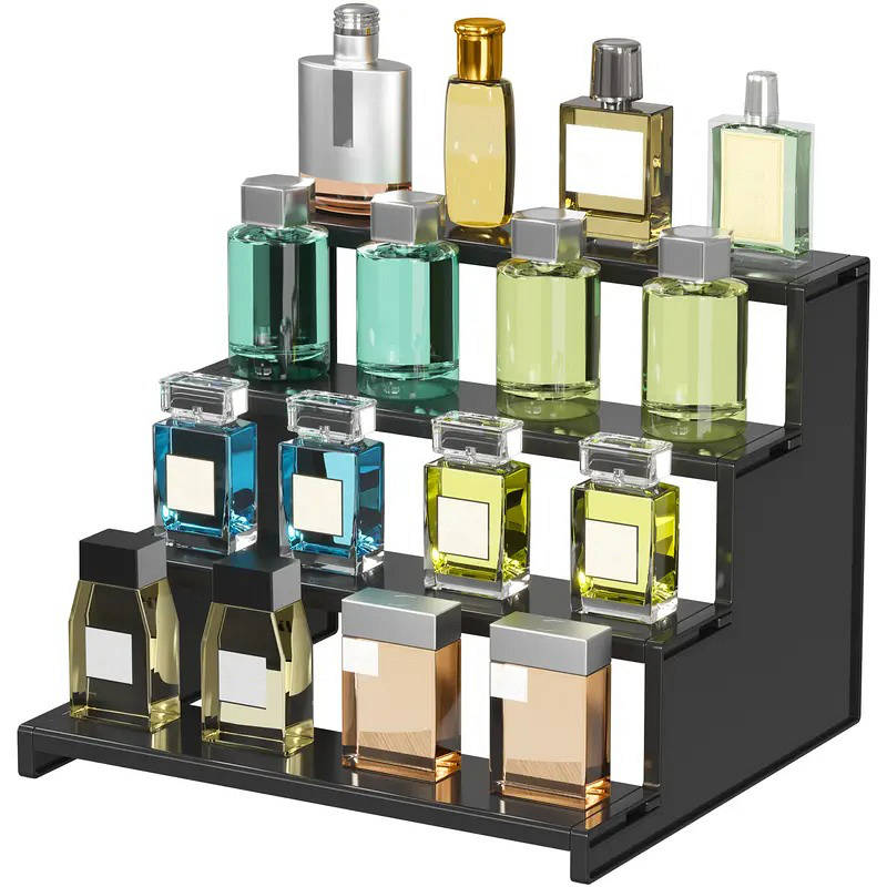 4 Tier Black Acrylic Perfume Display Stand Organizer