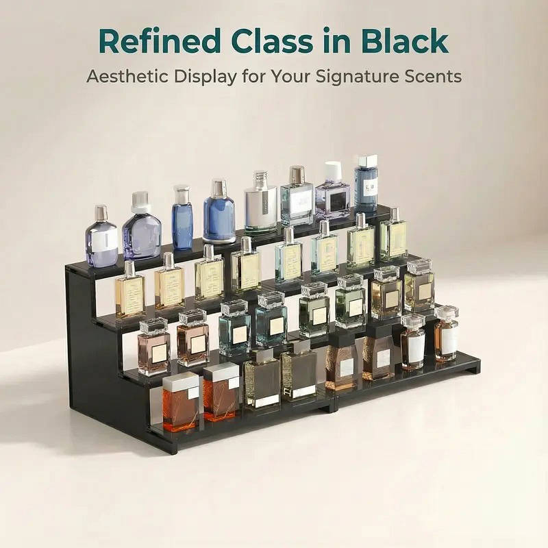 4 Tier Black Acrylic Perfume Display Stand Organizer