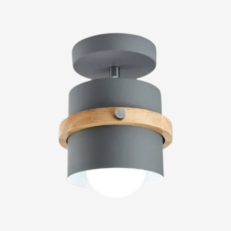 Rotating Layered Wood and Metal Ceiling Light
