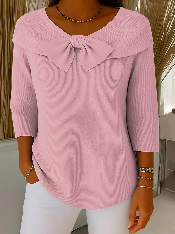 Serenna | Women's Sweater with Bow and Round Neckline