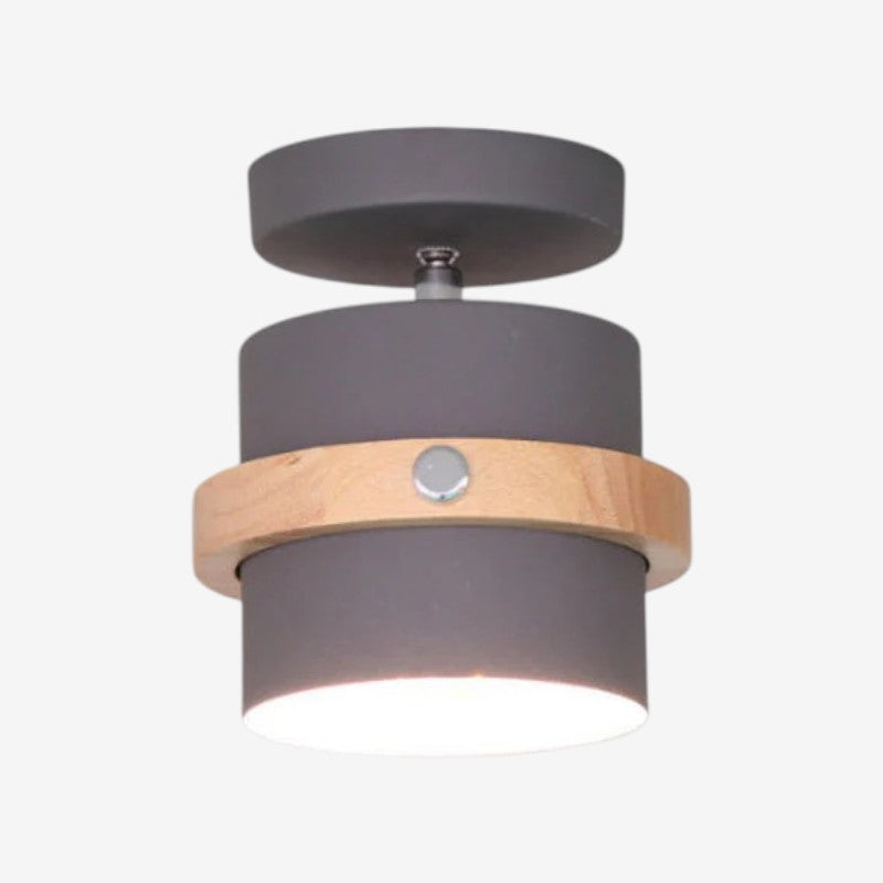 Rotating Layered Wood and Metal Ceiling Light