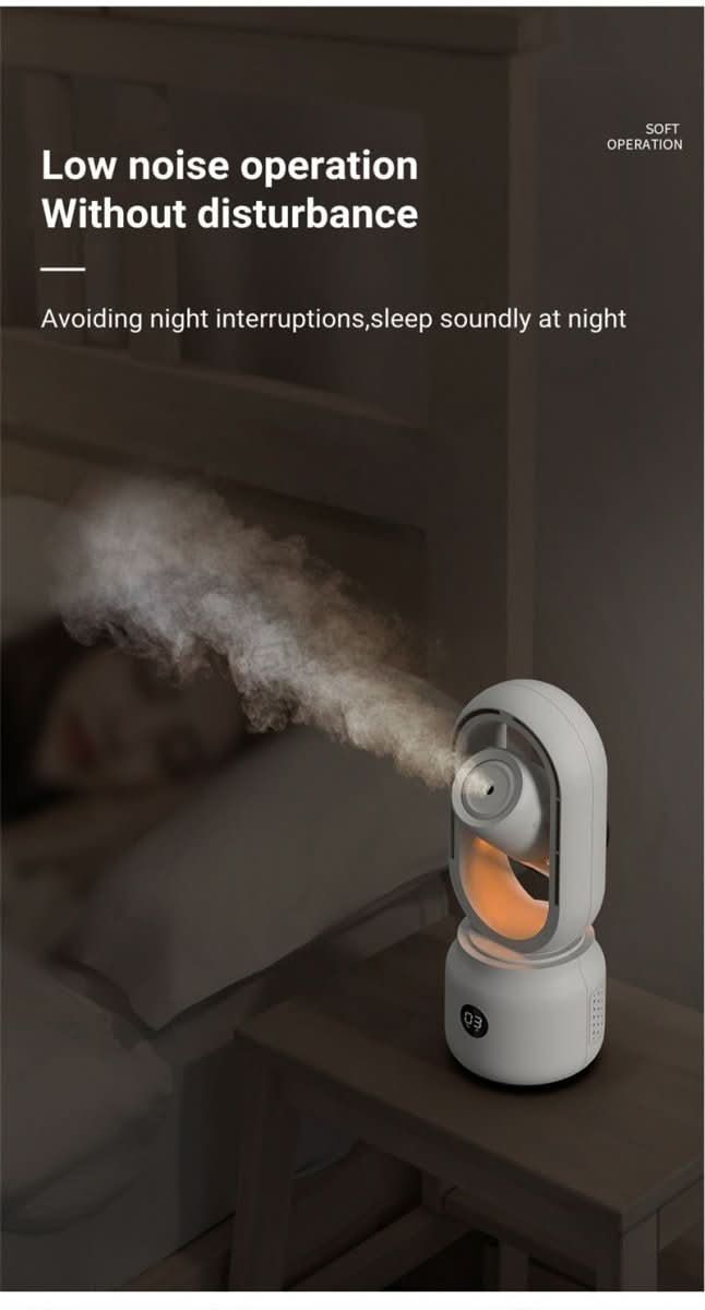 Bladeless Portable Fan with Humidifier and Night Light
