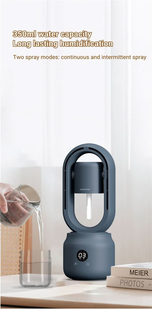 Bladeless Portable Fan with Humidifier and Night Light