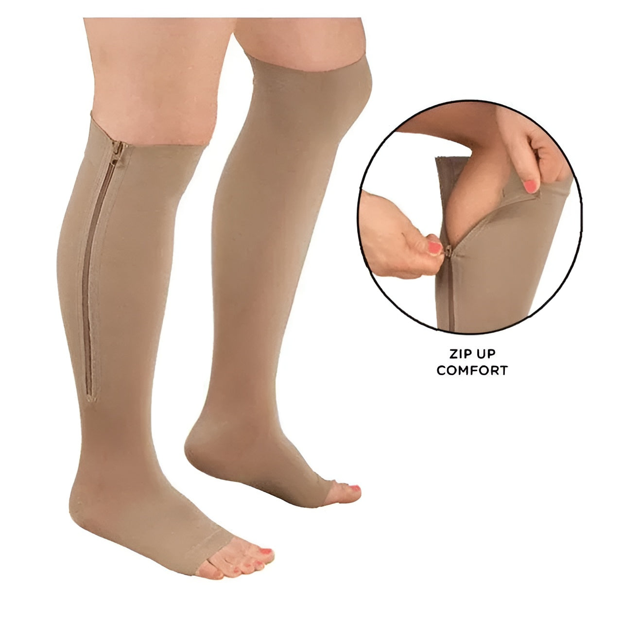 Zippered Compression Socks 20-30 mmHg for Leg Support and Recovery