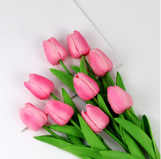 Lifelike Faux Tulip Bouquet in Vibrant Colors
