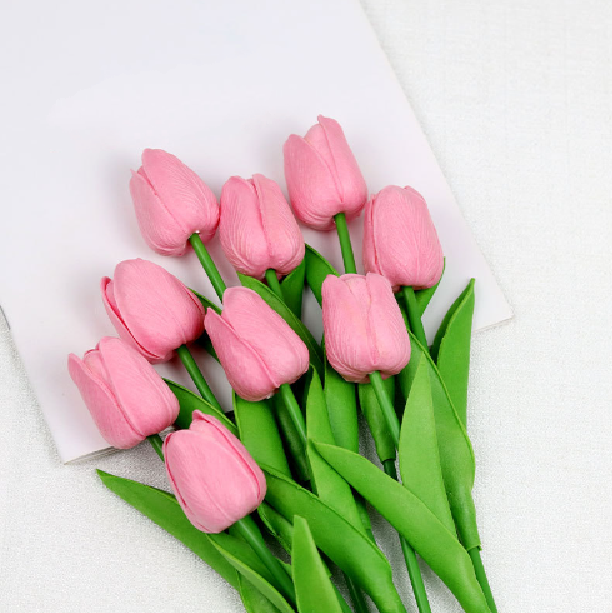 Lifelike Faux Tulip Bouquet in Vibrant Colors