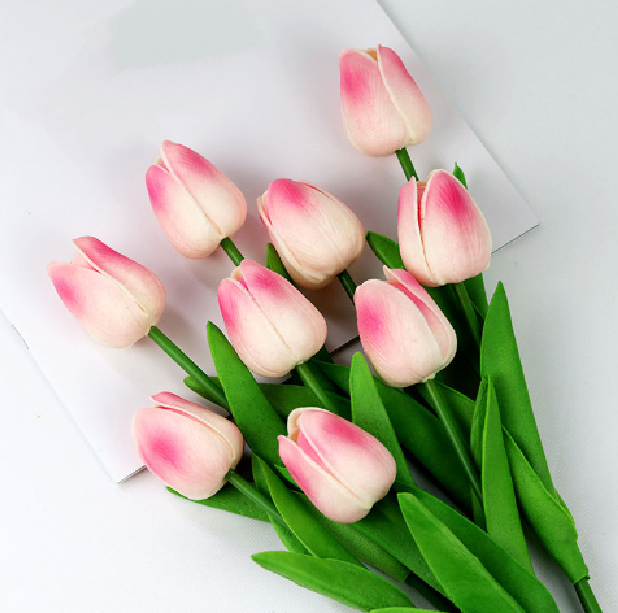 Lifelike Faux Tulip Bouquet - Premium PE Foam, No Maintenance