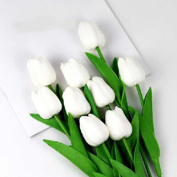 Lifelike Faux Tulip Bouquet - Premium PE Foam, No Maintenance