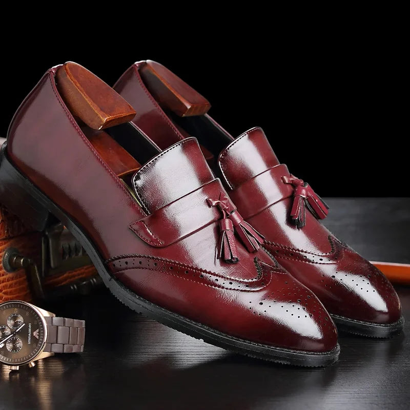Men's Hand-Burnished Tassel Brogue Loafers