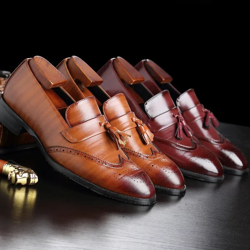 Men's Hand-Burnished Tassel Brogue Loafers