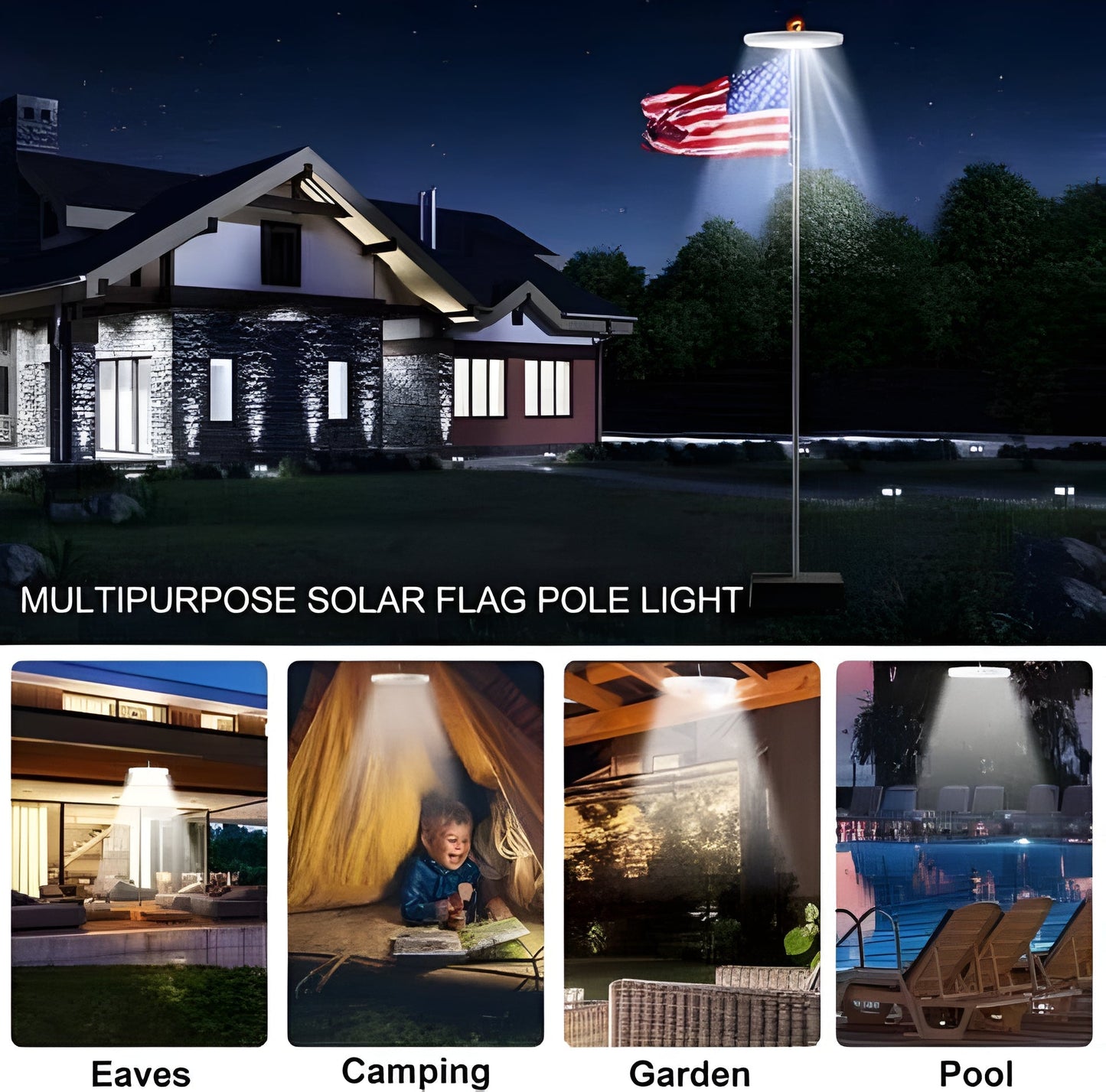 Solar Powered LED Flagpole Light with 700 Lumens Brightness