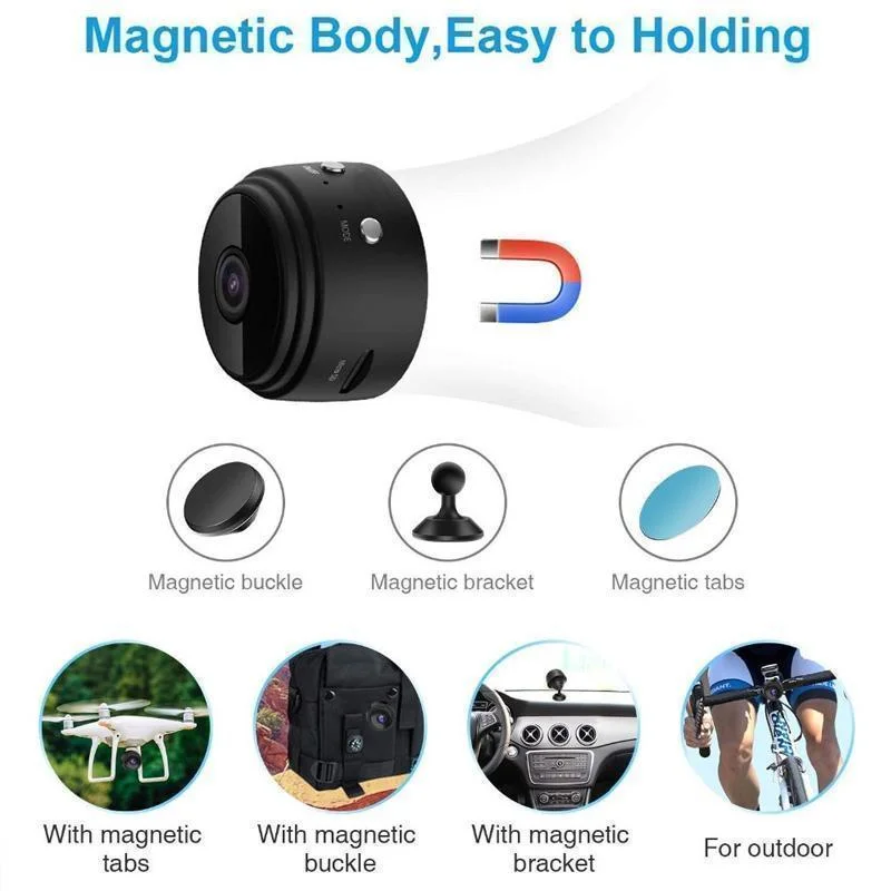 1080p Magnetic WiFi Mini Security Camera with Night Vision