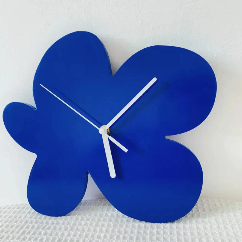 Small Blue Geometric Silent Wall Clock