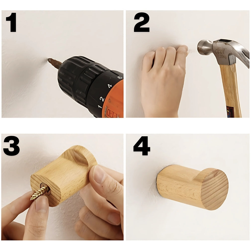 Beech Wood Minimalist Wall Hook for Coats and Bags
