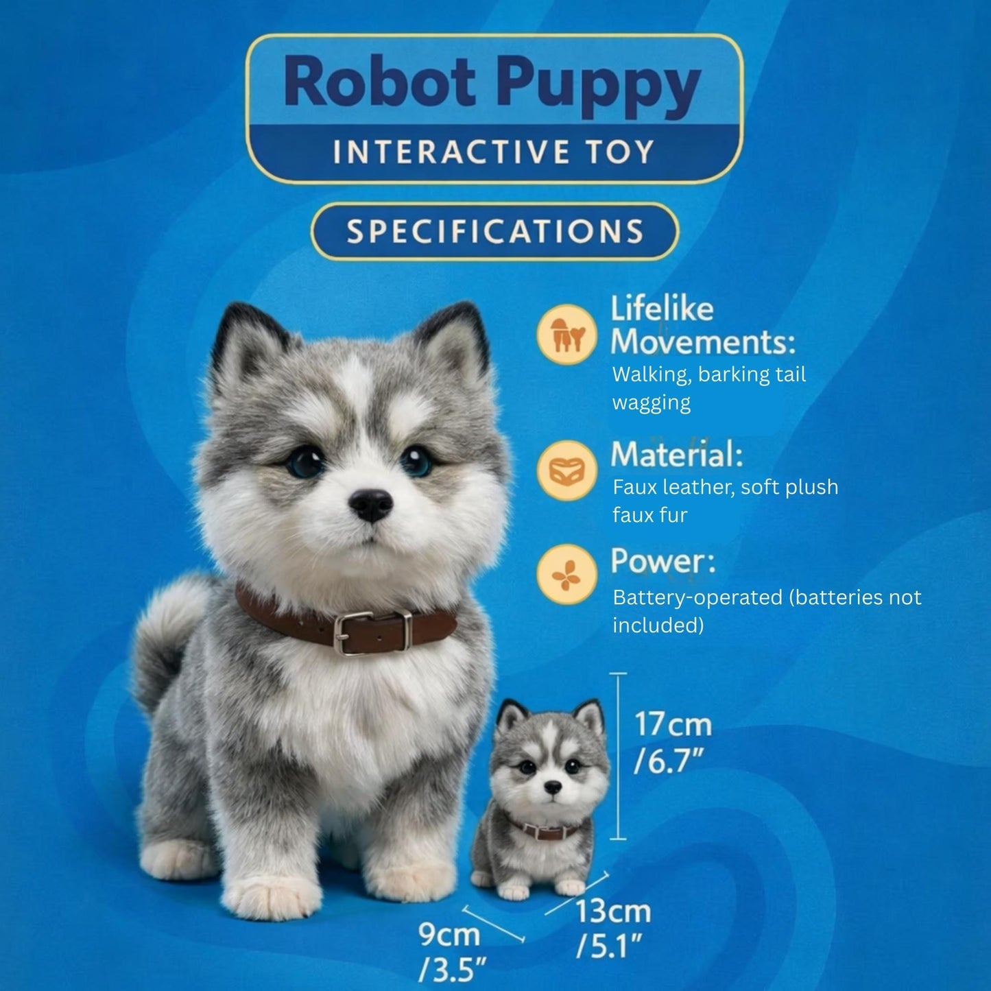 Interactive Plush Robot Dog with Realistic Movements and Sounds
