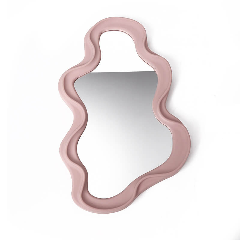 Asymmetrical Wave Wall Mirror in Danish Pastel Design