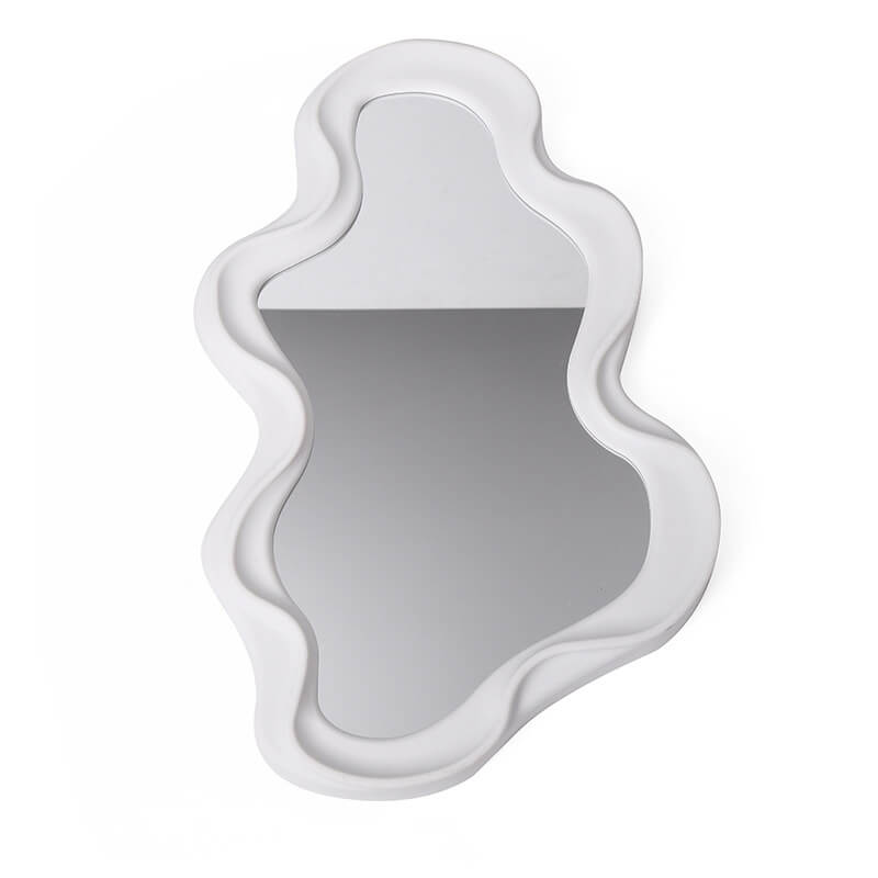 Asymmetrical Wave Wall Mirror in Danish Pastel Design