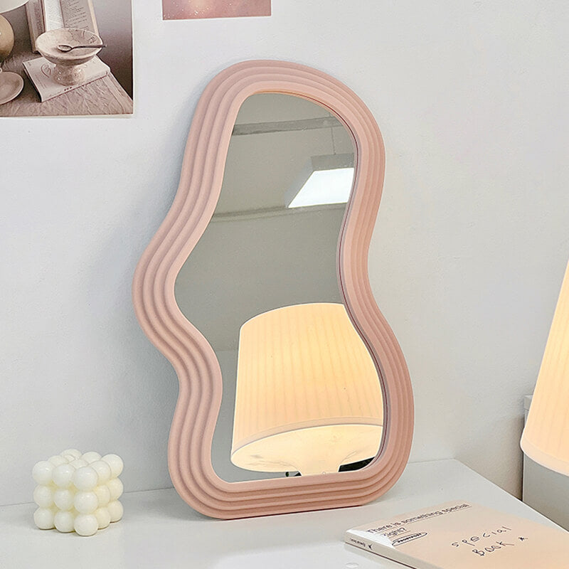 Asymmetrical Wave Wall Mirror in Danish Pastel Design