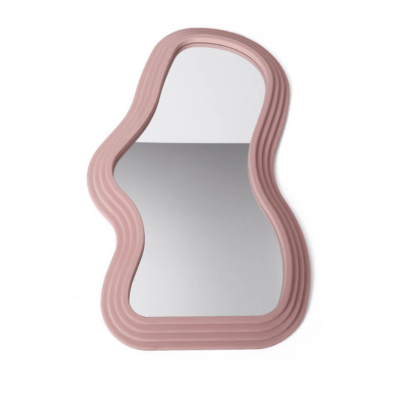 Asymmetrical Wave Wall Mirror in Danish Pastel Design