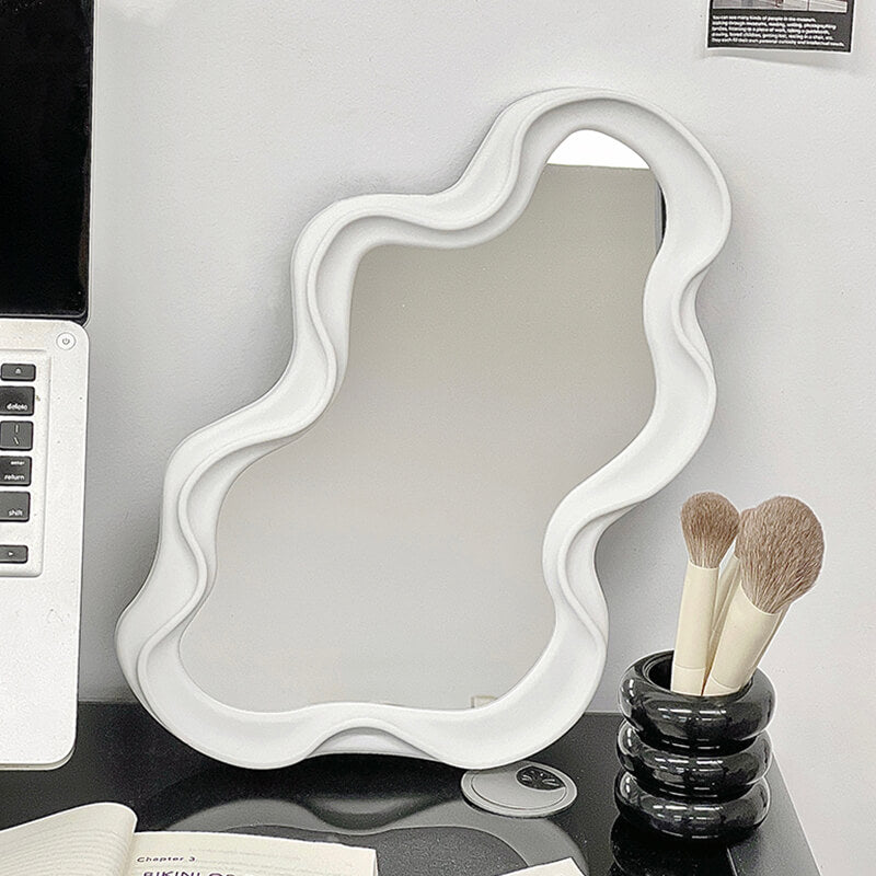 Asymmetrical Wave Wall Mirror in Danish Pastel Design
