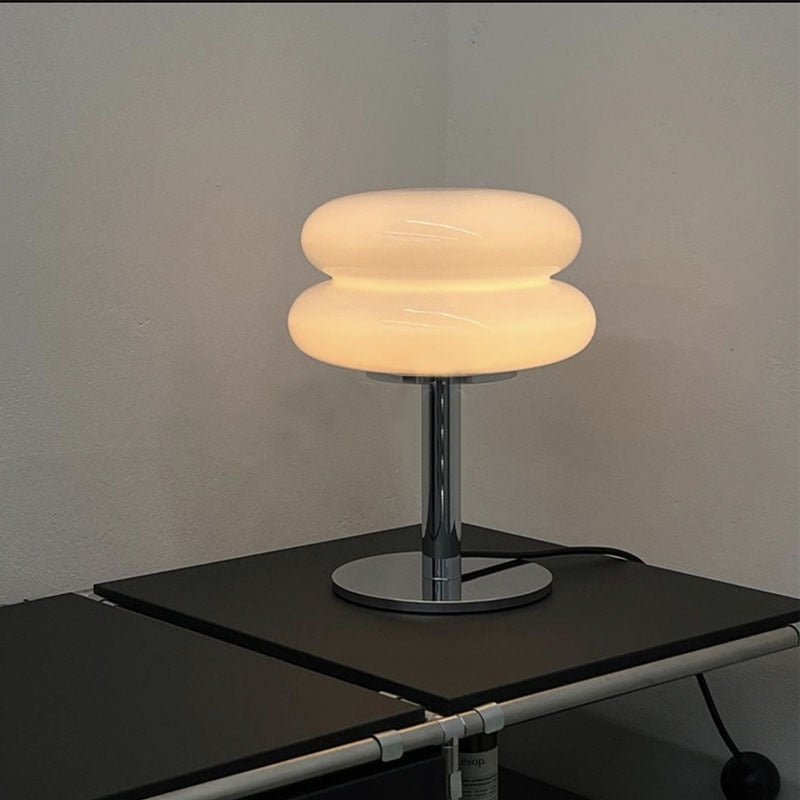 Italian Glass Table Lamp with Adjustable LED Light