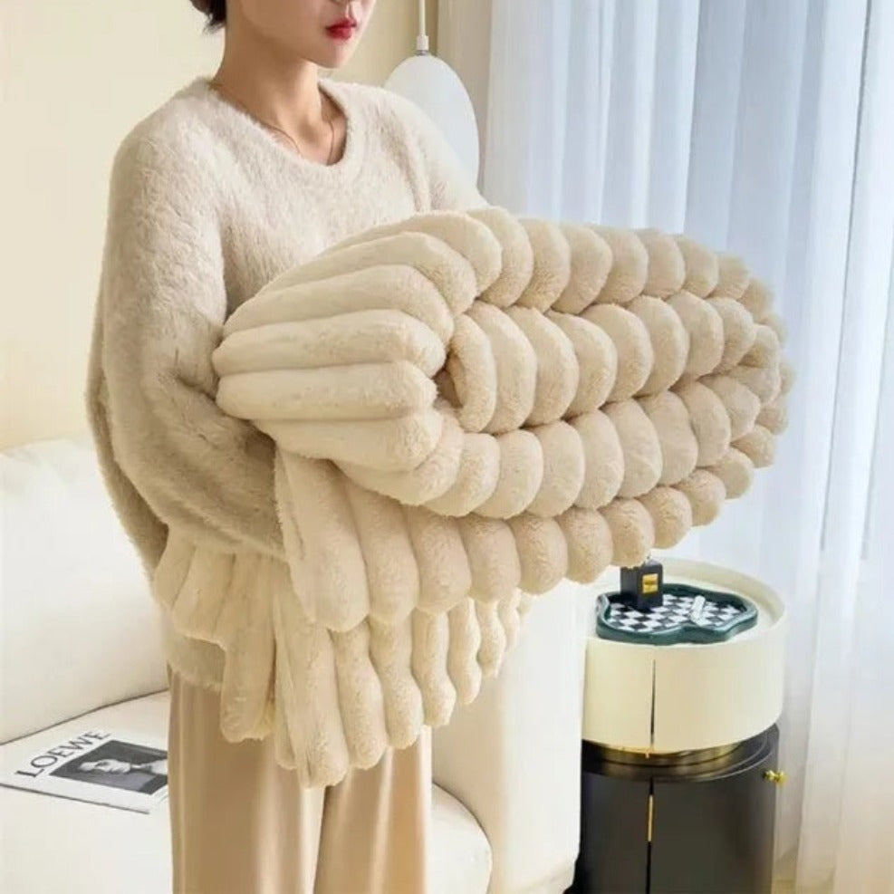 Cloud Nine Plush Ribbed Throw Blanket