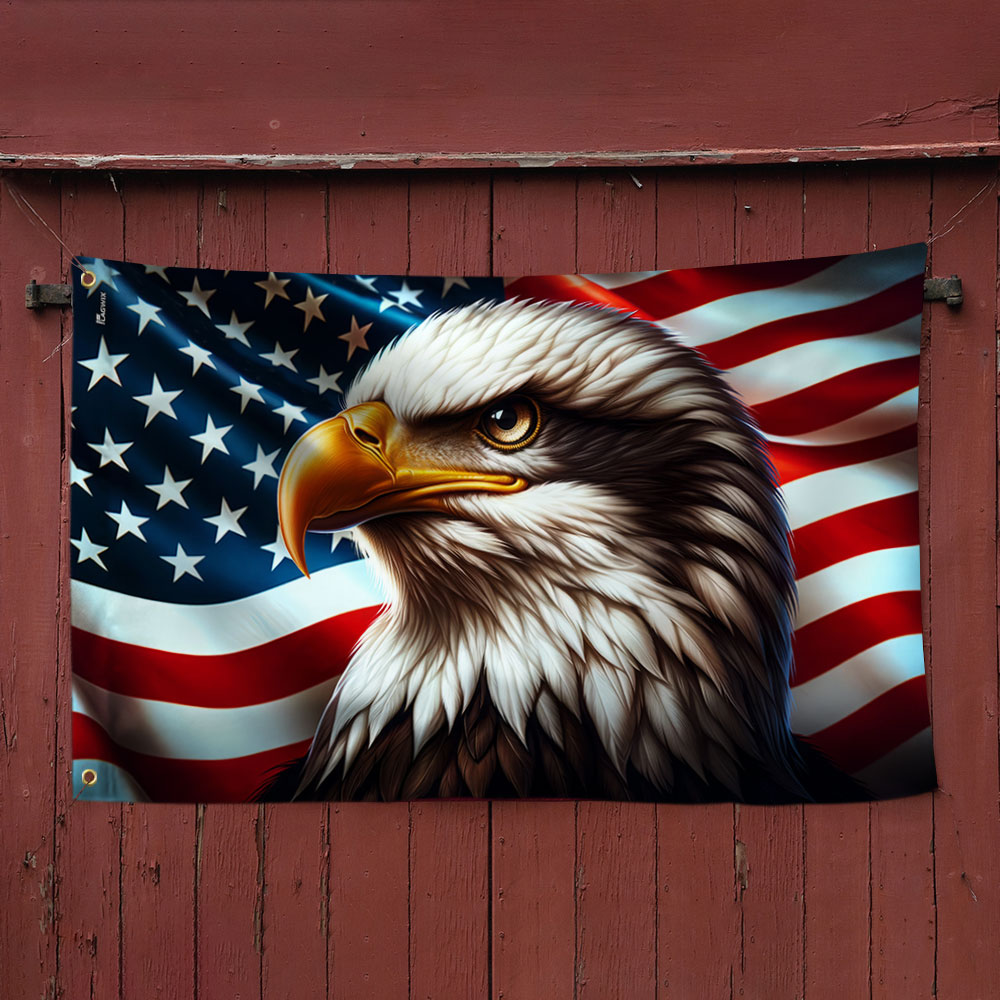 Patriotic Eagle Canvas Grommet Flag - Double-Sided, 3 Sizes Available