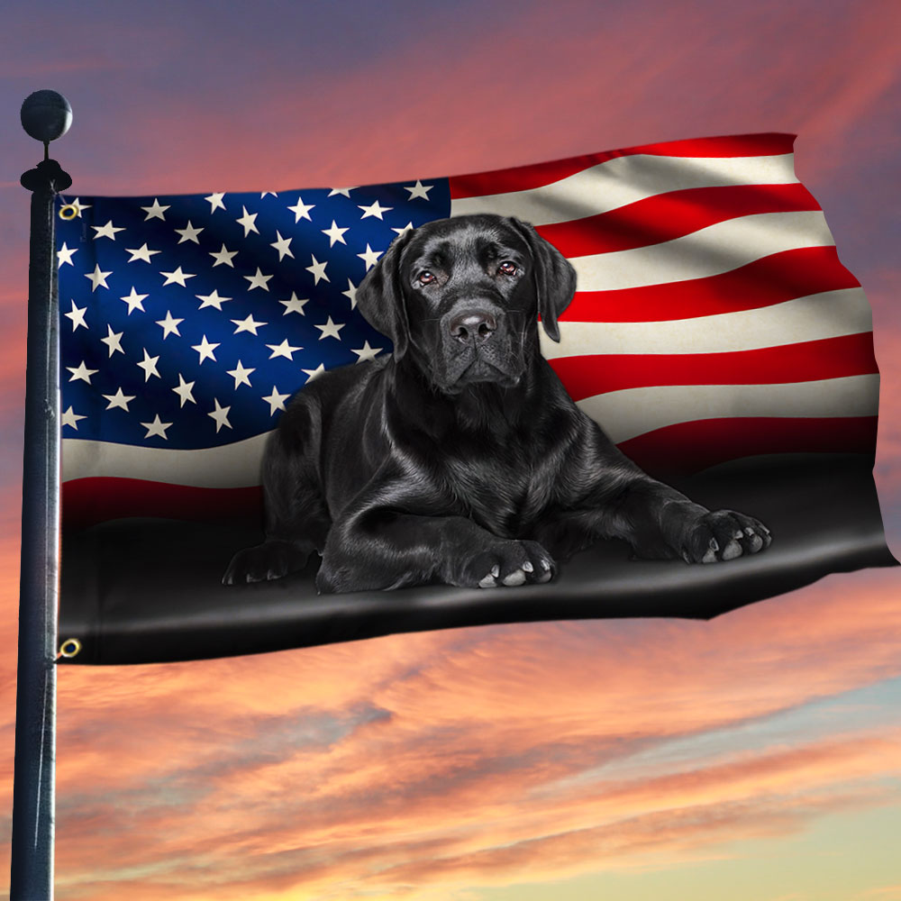 Black Labrador Retriever American Canvas Grommet Flag