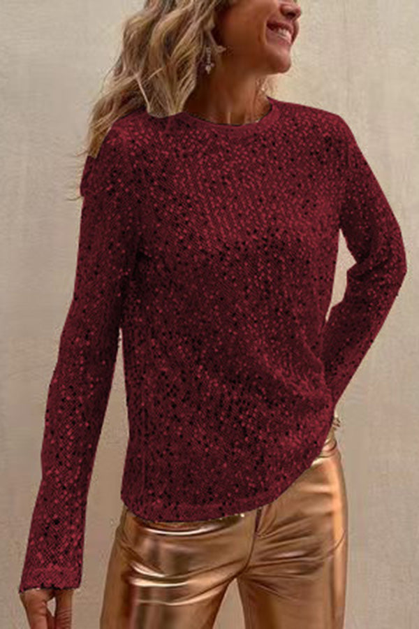 Long Sleeve Sequin Blouse for Festive Occasions