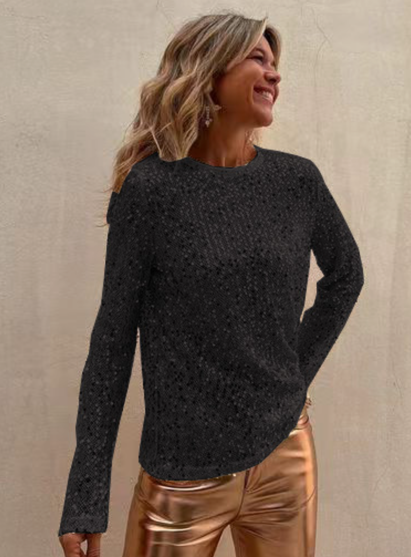 Long Sleeve Sequin Blouse for Festive Occasions