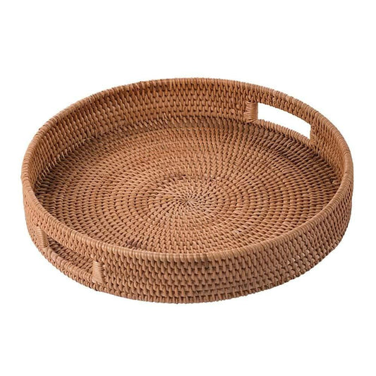 Handcrafted Rattan Serving Tray with Handles