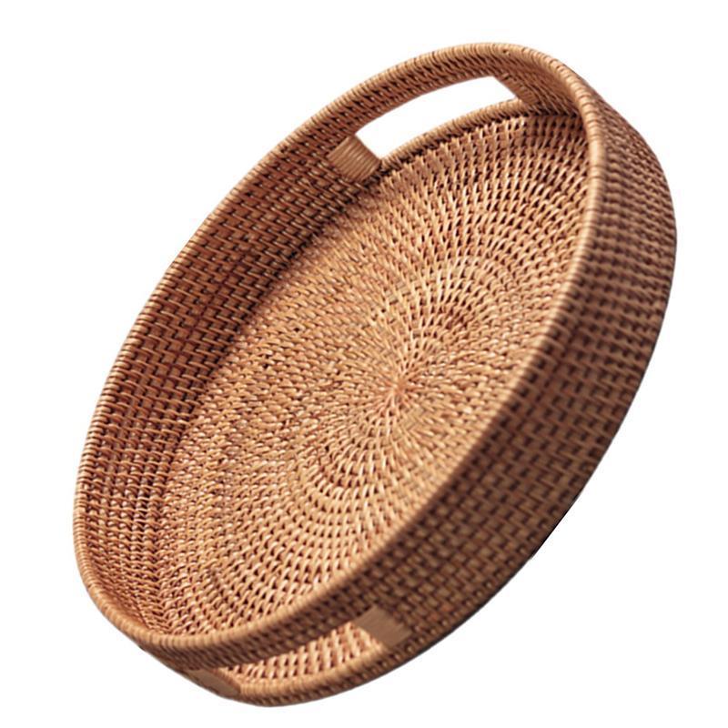 Handcrafted Rattan Serving Tray with Handles