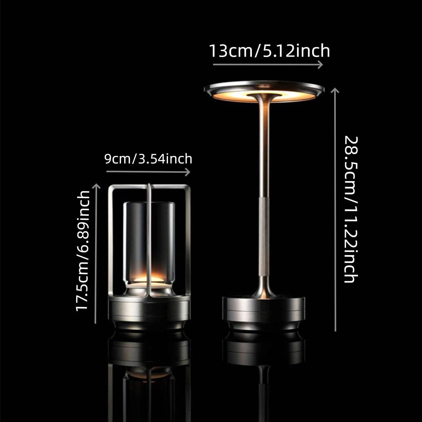 Japanese Style LED Touch Table Lamp - Rechargeable Metal Design